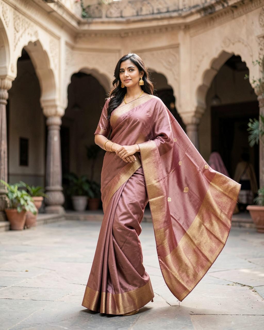 Meher Rose Chanderi Saree